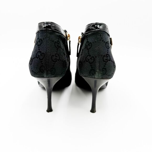 Gucci GG Canvas Pointed Toe Ankle Boots Heels Size 8 - Picture 6 of 15